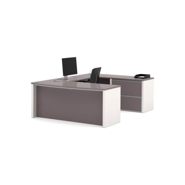 Bestar U Desk W/ Lateral File - 71" - Slate & Sandstone - Connexion Series